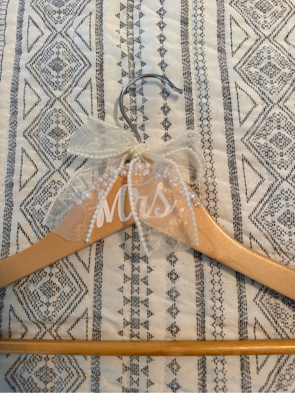 Mrs. Wooden Bridal Hanger with Pearl Accents - Picture 2 of 4